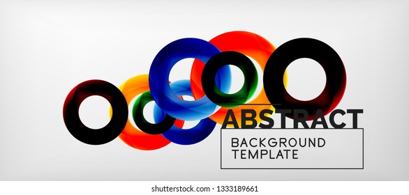Anillos vectoriales coloridos fondo abstracto geométrico, diseño de patrones geométricos modernos. Plantilla de diseño de presentación comercial o tecnológica, patrón de folleto o folleto, o banner web geométrico, mínimo