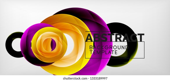 Anillos vectoriales coloridos fondo abstracto geométrico, diseño de patrones geométricos modernos. Plantilla de diseño de presentación comercial o tecnológica, patrón de folleto o folleto, o banner web geométrico, mínimo