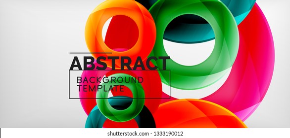 Anillos vectoriales coloridos fondo abstracto geométrico, diseño de patrones geométricos modernos. Plantilla de diseño de presentación comercial o tecnológica, patrón de folleto o folleto, o banner web geométrico, mínimo