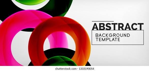 Colorful vector rings geometric abstract background, modern geometric pattern design. Business or technology presentation design template, brochure or flyer pattern, or geometric web banner, minimal