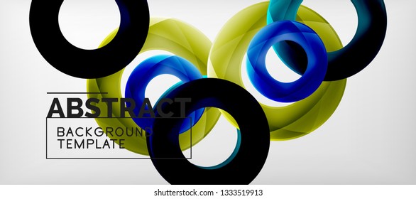 Anillos vectoriales coloridos fondo abstracto geométrico, diseño de patrones geométricos modernos. Plantilla de diseño de presentación comercial o tecnológica, patrón de folleto o folleto, o banner web geométrico, mínimo