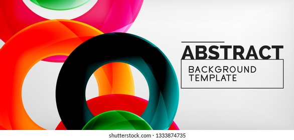 Colorful vector rings geometric abstract background, modern geometric pattern design. Business or technology presentation design template, brochure or flyer pattern, or geometric web banner, minimal