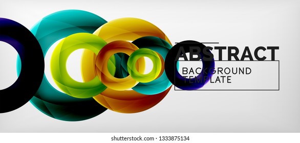 Anillos vectoriales coloridos fondo abstracto geométrico, diseño de patrones geométricos modernos. Plantilla de diseño de presentación comercial o tecnológica, patrón de folleto o folleto, o banner web geométrico, mínimo