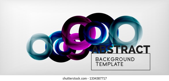 Anillos vectoriales coloridos fondo abstracto geométrico, diseño de patrones geométricos modernos. Plantilla de diseño de presentación comercial o tecnológica, patrón de folleto o folleto, o banner web geométrico, mínimo