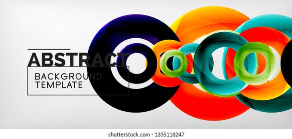 Anillos vectoriales coloridos fondo abstracto geométrico, diseño de patrones geométricos modernos. Plantilla de diseño de presentación comercial o tecnológica, patrón de folleto o folleto, o banner web geométrico, mínimo