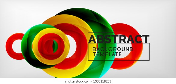 Anillos vectoriales coloridos fondo abstracto geométrico, diseño de patrones geométricos modernos. Plantilla de diseño de presentación comercial o tecnológica, patrón de folleto o folleto, o banner web geométrico, mínimo