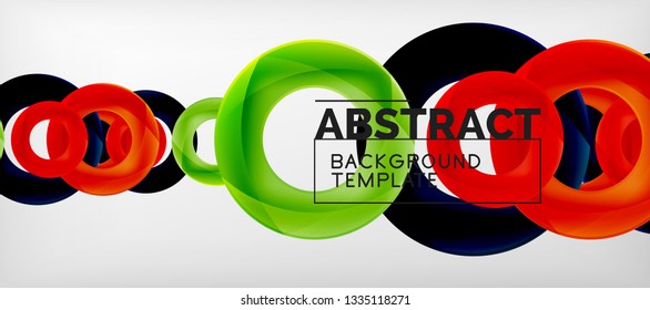 Colorful vector rings geometric abstract background, modern geometric pattern design. Business or technology presentation design template, brochure or flyer pattern, or geometric web banner, minimal
