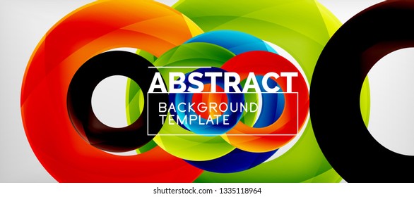 Anillos vectoriales coloridos fondo abstracto geométrico, diseño de patrones geométricos modernos. Plantilla de diseño de presentación comercial o tecnológica, patrón de folleto o folleto, o banner web geométrico, mínimo