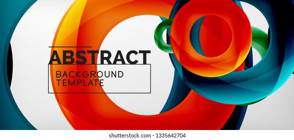 Colorful vector rings geometric abstract background, modern geometric pattern design. Business or technology presentation design template, brochure or flyer pattern, or geometric web banner, minimal