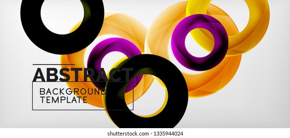 Anillos vectoriales coloridos fondo abstracto geométrico, diseño de patrones geométricos modernos. Plantilla de diseño de presentación comercial o tecnológica, patrón de folleto o folleto, o banner web geométrico, mínimo