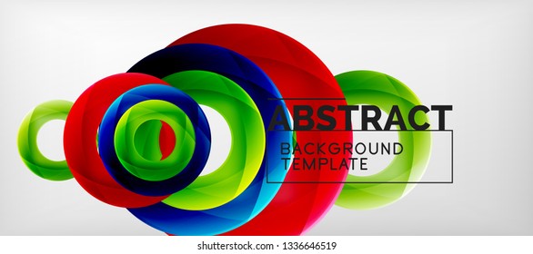 Anillos vectoriales coloridos fondo abstracto geométrico, diseño de patrones geométricos modernos. Plantilla de diseño de presentación comercial o tecnológica, patrón de folleto o folleto, o banner web geométrico, mínimo