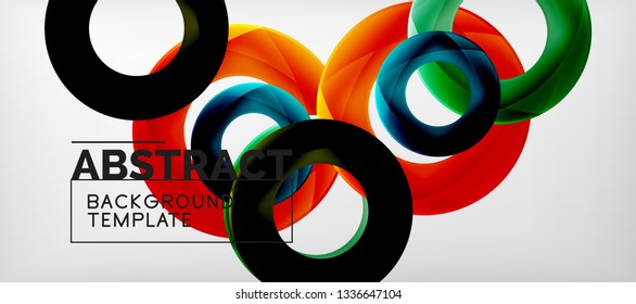 Colorful vector rings geometric abstract background, modern geometric pattern design. Business or technology presentation design template, brochure or flyer pattern, or geometric web banner, minimal