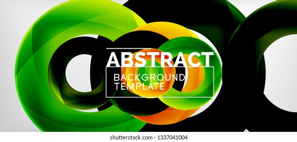 Anillos vectoriales coloridos fondo abstracto geométrico, diseño de patrones geométricos modernos. Plantilla de diseño de presentación comercial o tecnológica, patrón de folleto o folleto, o banner web geométrico, mínimo