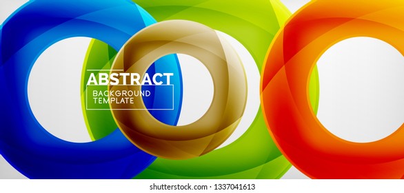 Anillos vectoriales coloridos fondo abstracto geométrico, diseño de patrones geométricos modernos. Plantilla de diseño de presentación comercial o tecnológica, patrón de folleto o folleto, o banner web geométrico, mínimo
