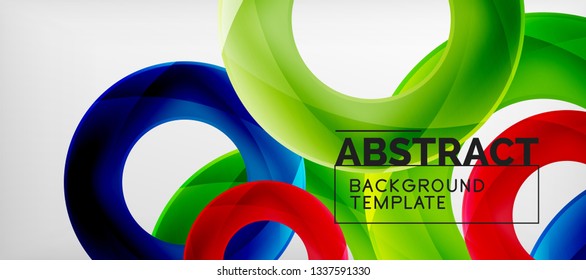 Anillos vectoriales coloridos fondo abstracto geométrico, diseño de patrones geométricos modernos. Plantilla de diseño de presentación comercial o tecnológica, patrón de folleto o folleto, o banner web geométrico, mínimo