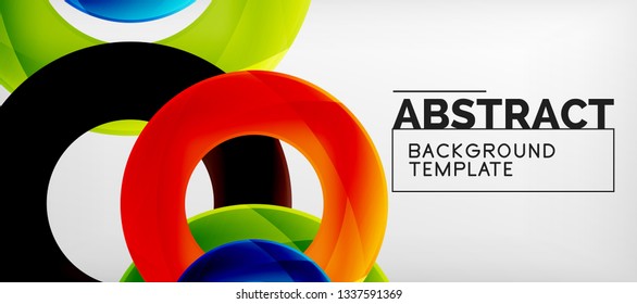 Colorful vector rings geometric abstract background, modern geometric pattern design. Business or technology presentation design template, brochure or flyer pattern, or geometric web banner, minimal