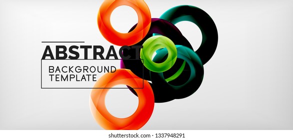Anillos vectoriales coloridos fondo abstracto geométrico, diseño de patrones geométricos modernos. Plantilla de diseño de presentación comercial o tecnológica, patrón de folleto o folleto, o banner web geométrico, mínimo