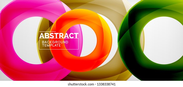 Anillos vectoriales coloridos fondo abstracto geométrico, diseño de patrones geométricos modernos. Plantilla de diseño de presentación comercial o tecnológica, patrón de folleto o folleto, o banner web geométrico, mínimo