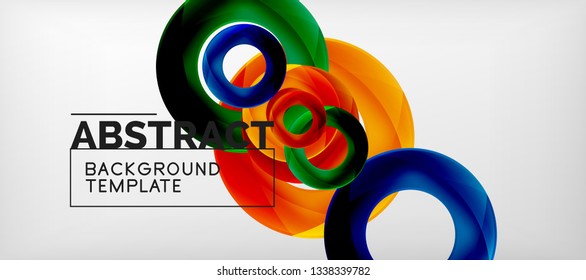 Anillos vectoriales coloridos fondo abstracto geométrico, diseño de patrones geométricos modernos. Plantilla de diseño de presentación comercial o tecnológica, patrón de folleto o folleto, o banner web geométrico, mínimo