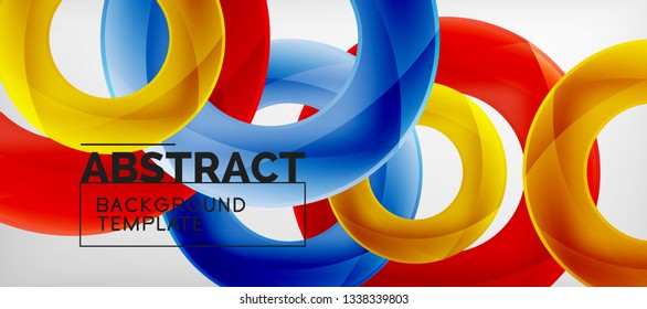 Anillos vectoriales coloridos fondo abstracto geométrico, diseño de patrones geométricos modernos. Plantilla de diseño de presentación comercial o tecnológica, patrón de folleto o folleto, o banner web geométrico, mínimo