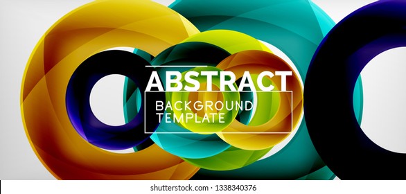 Colorful vector rings geometric abstract background, modern geometric pattern design. Business or technology presentation design template, brochure or flyer pattern, or geometric web banner, minimal