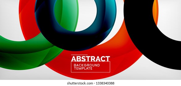 Anéis vetoriais coloridos fundo abstrato geométrico, design de padrão geométrico moderno. Modelo de design de apresentação de negócios ou tecnologia, padrão de folheto ou folheto, ou banner web geométrico, mínimo