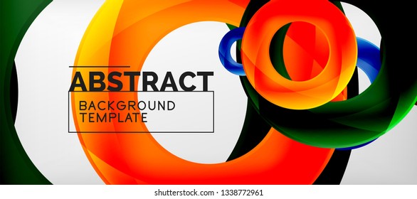 Colorful vector rings geometric abstract background, modern geometric pattern design. Business or technology presentation design template, brochure or flyer pattern, or geometric web banner, minimal