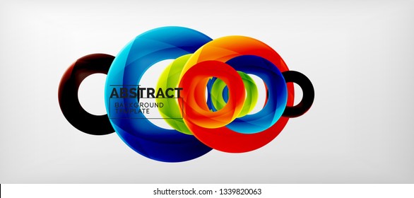 Anillos vectoriales coloridos fondo abstracto geométrico, diseño de patrones geométricos modernos. Plantilla de diseño de presentación comercial o tecnológica, patrón de folleto o folleto, o banner web geométrico, mínimo