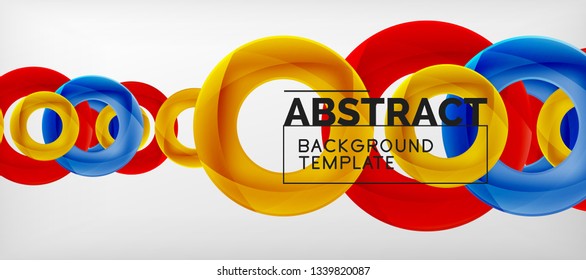 Colorful vector rings geometric abstract background, modern geometric pattern design. Business or technology presentation design template, brochure or flyer pattern, or geometric web banner, minimal