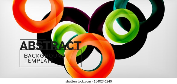 Colorful vector rings geometric abstract background, modern geometric pattern design. Business or technology presentation design template, brochure or flyer pattern, or geometric web banner, minimal