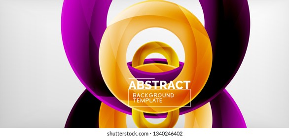 Colorful vector rings geometric abstract background, modern geometric pattern design. Business or technology presentation design template, brochure or flyer pattern, or geometric web banner, minimal