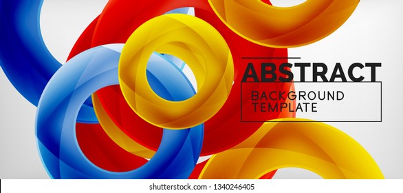 Anillos vectoriales coloridos fondo abstracto geométrico, diseño de patrones geométricos modernos. Plantilla de diseño de presentación comercial o tecnológica, patrón de folleto o folleto, o banner web geométrico, mínimo