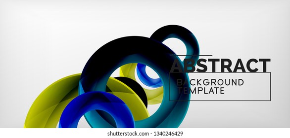 Anillos vectoriales coloridos fondo abstracto geométrico, diseño de patrones geométricos modernos. Plantilla de diseño de presentación comercial o tecnológica, patrón de folleto o folleto, o banner web geométrico, mínimo
