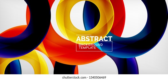 Colorful vector rings geometric abstract background, modern geometric pattern design. Business or technology presentation design template, brochure or flyer pattern, or geometric web banner, minimal