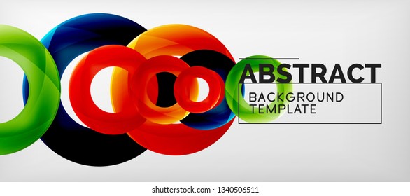 Colorful vector rings geometric abstract background, modern geometric pattern design. Business or technology presentation design template, brochure or flyer pattern, or geometric web banner, minimal