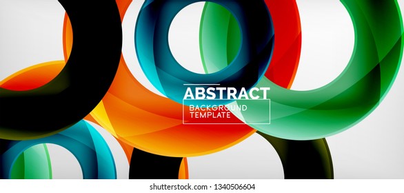 Anéis vetoriais coloridos fundo abstrato geométrico, design de padrão geométrico moderno. Modelo de design de apresentação de negócios ou tecnologia, padrão de folheto ou folheto, ou banner web geométrico, mínimo