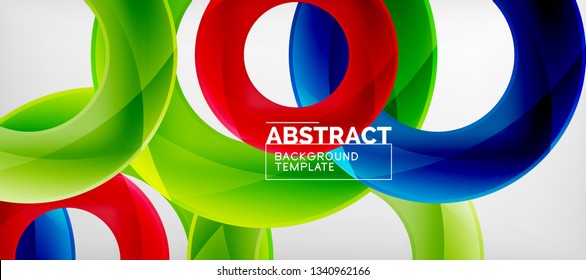 Anillos vectoriales coloridos fondo abstracto geométrico, diseño de patrones geométricos modernos. Plantilla de diseño de presentación comercial o tecnológica, patrón de folleto o folleto, o banner web geométrico, mínimo