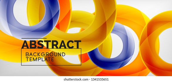 Anillos vectoriales coloridos fondo abstracto geométrico, diseño de patrones geométricos modernos. Plantilla de diseño de presentación comercial o tecnológica, patrón de folleto o folleto, o banner web geométrico, mínimo