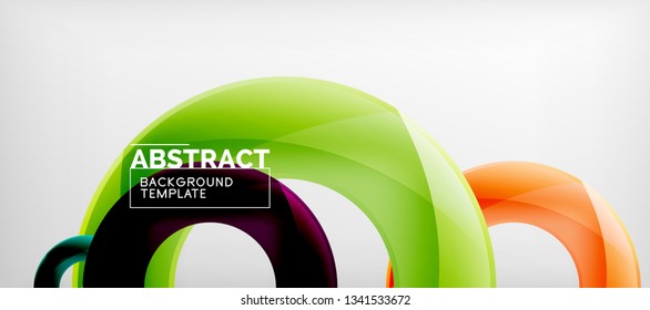 Anillos vectoriales coloridos fondo abstracto geométrico, diseño de patrones geométricos modernos. Plantilla de diseño de presentación comercial o tecnológica, patrón de folleto o folleto, o banner web geométrico, mínimo