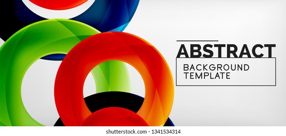 Anillos vectoriales coloridos fondo abstracto geométrico, diseño de patrones geométricos modernos. Plantilla de diseño de presentación comercial o tecnológica, patrón de folleto o folleto, o banner web geométrico, mínimo
