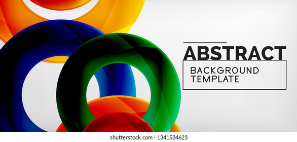 Colorful vector rings geometric abstract background, modern geometric pattern design. Business or technology presentation design template, brochure or flyer pattern, or geometric web banner, minimal