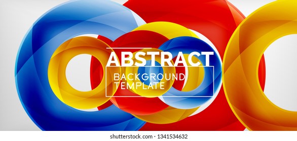 Anillos vectoriales coloridos fondo abstracto geométrico, diseño de patrones geométricos modernos. Plantilla de diseño de presentación comercial o tecnológica, patrón de folleto o folleto, o banner web geométrico, mínimo