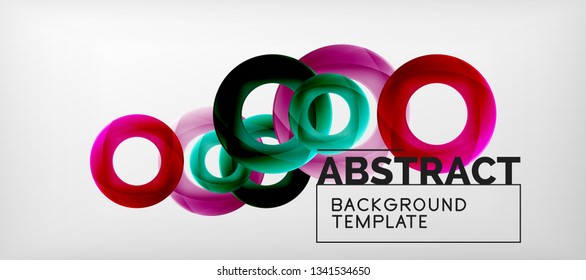 Anillos vectoriales coloridos fondo abstracto geométrico, diseño de patrones geométricos modernos. Plantilla de diseño de presentación comercial o tecnológica, patrón de folleto o folleto, o banner web geométrico, mínimo