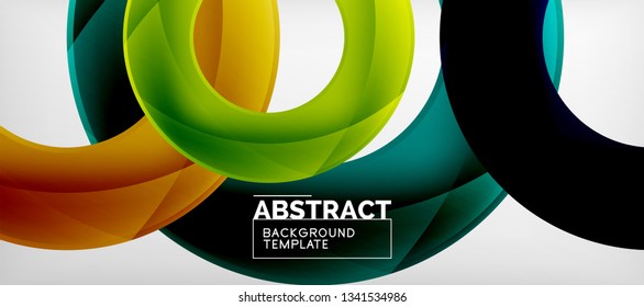 Anillos vectoriales coloridos fondo abstracto geométrico, diseño de patrones geométricos modernos. Plantilla de diseño de presentación comercial o tecnológica, patrón de folleto o folleto, o banner web geométrico, mínimo