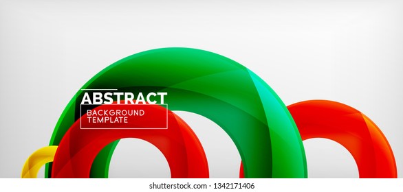 Anillos vectoriales coloridos fondo abstracto geométrico, diseño de patrones geométricos modernos. Plantilla de diseño de presentación comercial o tecnológica, patrón de folleto o folleto, o banner web geométrico, mínimo