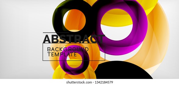 Colorful vector rings geometric abstract background, modern geometric pattern design. Business or technology presentation design template, brochure or flyer pattern, or geometric web banner, minimal