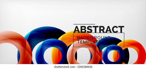 Colorful vector rings geometric abstract background, modern geometric pattern design. Business or technology presentation design template, brochure or flyer pattern, or geometric web banner, minimal