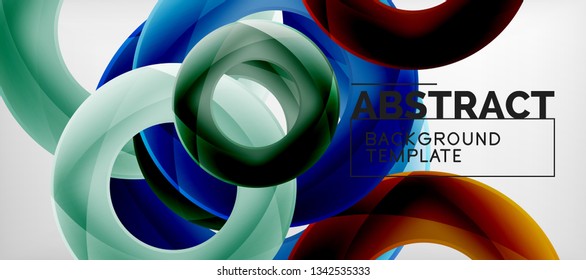Anillos vectoriales coloridos fondo abstracto geométrico, diseño de patrones geométricos modernos. Plantilla de diseño de presentación comercial o tecnológica, patrón de folleto o folleto, o banner web geométrico, mínimo