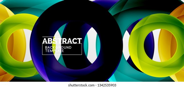 Anillos vectoriales coloridos fondo abstracto geométrico, diseño de patrones geométricos modernos. Plantilla de diseño de presentación comercial o tecnológica, patrón de folleto o folleto, o banner web geométrico, mínimo