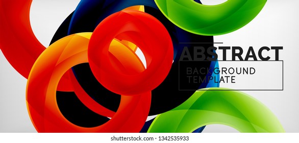 Anillos vectoriales coloridos fondo abstracto geométrico, diseño de patrones geométricos modernos. Plantilla de diseño de presentación comercial o tecnológica, patrón de folleto o folleto, o banner web geométrico, mínimo
